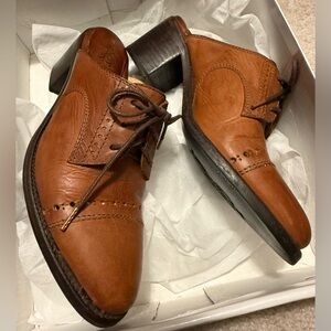 The Office of Angela Scott Oxford Brogue Loafer Slides Size 6 36 Brown Leather